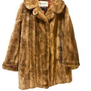 Vintage Faux Fur Coat by Monnig’s – Made in England – 80s/90s Beige Plush Jacket
